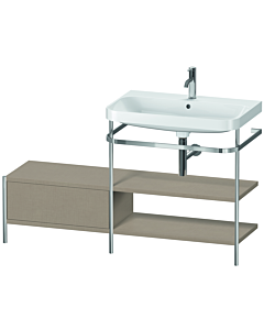 Duravit Happy D.2 Plus Möbelwaschtisch-Kombination HP4847O7575 140 x 49 cm, 1 Hahnloch, leinen, mit Metallkonsole