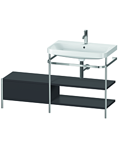 Duravit Happy D.2 Plus furniture washbasin combination HP4847O8080 140 x 49 cm, 2000 tap hole, graphite super matt, with metal console