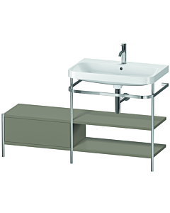 Duravit Happy D.2 Plus combinaison lavabo sur meuble HP4847O9292 140 x 49 cm, trou pour robinetterie 2000 , finition gris pierre satiné, avec console en métal
