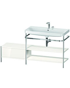 Duravit Happy D.2 Plus furniture washbasin combination HP4848E2222 160 x 49 cm, 2 tap holes, white high gloss, with metal console