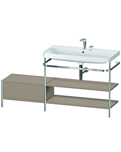 Duravit Happy D.2 Plus vanity washbasin combination HP4848E7575 160 x 49 cm, 2 tap holes, linen, with metal console