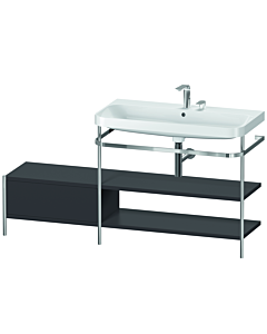 Duravit Happy D.2 Plus Möbelwaschtisch-Kombination HP4848E8080 160 x 49 cm, 2 Hahnlöcher, graphit supermatt, mit Metallkonsole