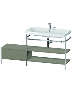 Duravit Happy D.2 Plus furniture washbasin combination HP4848E9292 160 x 49 cm, 2 tap holes, stone gray satin finish, with metal console
