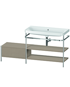 Duravit Happy D.2 Plus combinaison lavabo sur meuble HP4848N7575 160 x 49 cm, sans trou pour robinetterie, lin, avec console en métal