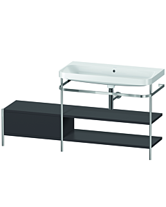 Duravit Happy D.2 Plus combinaison lavabo pour meuble HP4848N8080 160 x 49 cm, sans trou pour robinetterie, graphite super mat, avec console en métal