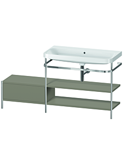 Duravit Happy D.2 Plus Möbelwaschtisch-Kombination HP4848N9292 160 x 49 cm, ohne Hahnloch, steingrau seidenmatt, mit Metallkonsole