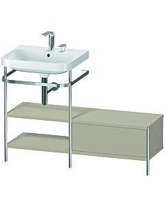 Duravit Happy D.2 Plus furniture washbasin combination HP4850E6060 120 x 49 cm, 2 tap holes, taupe satin finish, with metal console