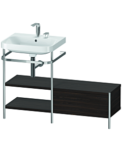 Duravit Happy D.2 Plus vanity washbasin combination HP4850E6969 120 x 49 cm, 2 tap holes, brushed walnut, with metal console