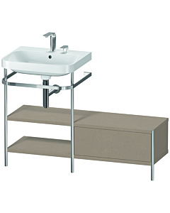 Duravit Happy D.2 Plus vanity washbasin combination HP4850E7575 120 x 49 cm, 2 tap holes, linen, with metal console