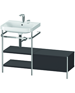 Duravit Happy D.2 Plus Möbelwaschtisch-Kombination HP4850E8080 120 x 49 cm, 2 Hahnlöcher, graphit supermatt, mit Metallkonsole