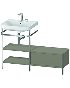Duravit Happy D.2 Plus combinaison lavabo pour meuble HP4850E9292 120 x 49 cm, 2 trous pour robinetterie, finition gris pierre satiné, avec console en métal