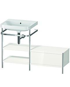 Duravit Happy D.2 Plus Möbelwaschtisch-Kombination HP4850N2222 120 x 49 cm, ohne Hahnloch, weiß hochglanz, mit Metallkonsole