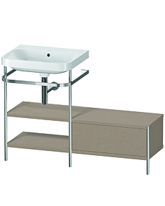 Duravit Happy D.2 Plus vanity washbasin combination HP4850N7575 120 x 49 cm, without tap hole, linen, with metal console