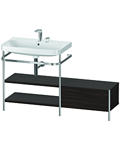 Duravit Happy D.2 Plus vanity washbasin combination HP4852E6969 140 x 49 cm, 2 tap holes, brushed walnut, with metal console