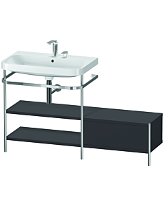Duravit Happy D.2 Plus furniture washbasin combination HP4852E8080 140 x 49 cm, 2 tap holes, graphite super matt, with metal console
