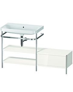 Duravit Happy D.2 Plus combinaison lavabo pour meuble HP4852N2222 140 x 49 cm, sans trou pour robinetterie, blanc brillant, avec console en métal