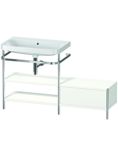 Duravit Happy D.2 Plus Möbelwaschtisch-Kombination HP4852N3636 140 x 49 cm, ohne Hahnloch, weiß seidenmatt, mit Metallkonsole