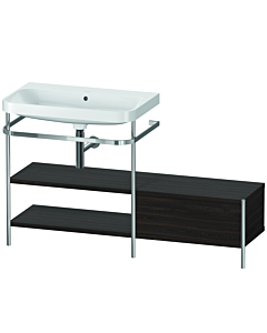 Duravit Happy D.2 Plus furniture washbasin combination HP4852N6969 140 x 49 cm, without tap hole, brushed walnut, with metal console