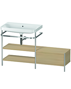 Duravit Happy D.2 Plus combinaison lavabo pour meuble HP4852N7171 140 x 49 cm, sans trou pour robinetterie, chêne méditerranéen, avec console en métal