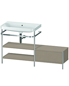 Duravit Happy D.2 Plus Möbelwaschtisch-Kombination HP4852N7575 140 x 49 cm, ohne Hahnloch, leinen, mit Metallkonsole