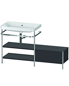Duravit Happy D.2 Plus combinaison lavabo pour meuble HP4852N8080 140 x 49 cm, sans trou pour robinetterie, graphite super mat, avec console en métal