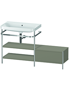 Duravit Happy D.2 Plus Möbelwaschtisch-Kombination HP4852N9292 140 x 49 cm, ohne Hahnloch, steingrau seidenmatt, mit Metallkonsole