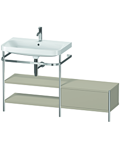 Duravit Happy D.2 Plus Möbelwaschtisch-Kombination HP4852O6060 140 x 49 cm, 1 Hahnloch, taupe seidenmatt, mit Metallkonsole