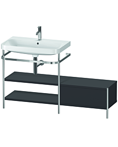 Duravit Happy D.2 Plus furniture washbasin combination HP4852O8080 140 x 49 cm, 2000 tap hole, graphite super matt, with metal console