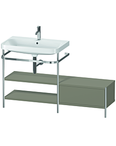 Duravit Happy D.2 Plus Möbelwaschtisch-Kombination HP4852O9292 140 x 49 cm, 1 Hahnloch, steingrau seidenmatt, mit Metallkonsole