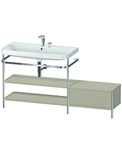 Duravit Happy D.2 Plus furniture washbasin combination HP4853E6060 160 x 49 cm, 2 tap holes, taupe satin finish, with metal console