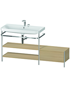 Duravit Happy D.2 Plus vanity washbasin combination HP4853E7171 160 x 49 cm, 2 tap holes, Mediterranean oak, with metal console
