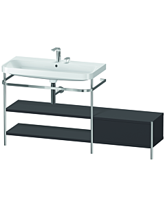 Duravit Happy D.2 Plus Möbelwaschtisch-Kombination HP4853E8080 160 x 49 cm, 2 Hahnlöcher, graphit supermatt, mit Metallkonsole