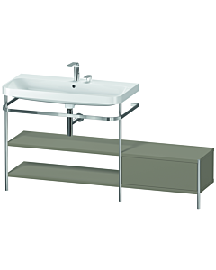 Duravit Happy D.2 Plus Möbelwaschtisch-Kombination HP4853E9292 160 x 49 cm, 2 Hahnlöcher, steingrau seidenmatt, mit Metallkonsole