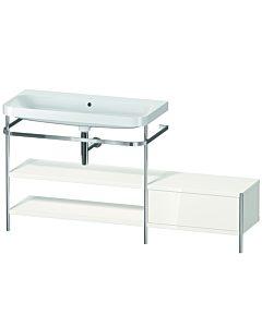 Duravit Happy D.2 Plus combinaison lavabo pour meuble HP4853N2222 160 x 49 cm, sans trou pour robinetterie, blanc brillant, avec console en métal