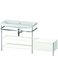Duravit Happy D.2 Plus Möbelwaschtisch-Kombination HP4853N3636 160 x 49 cm, ohne Hahnloch, weiß seidenmatt, mit Metallkonsole