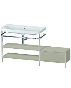 Duravit Happy D.2 Plus combinaison lavabo pour meuble HP4853N6060 160 x 49 cm, sans trou pour robinet, taupe satiné, avec console en métal