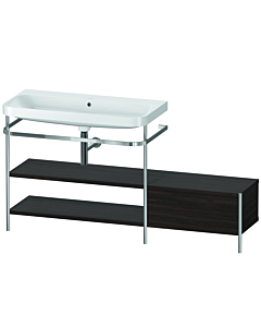 Duravit Happy D.2 Plus combinaison lavabo pour meuble HP4853N6969 160 x 49 cm, sans trou pour robinetterie, noyer brossé, avec console en métal