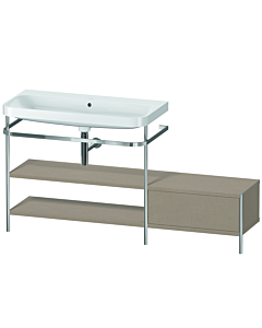 Duravit Happy D.2 Plus combinaison lavabo sur meuble HP4853N7575 160 x 49 cm, sans trou pour robinetterie, lin, avec console en métal