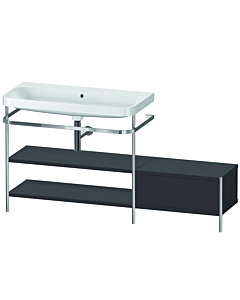 Duravit Happy D.2 Plus furniture washbasin combination HP4853N8080 160 x 49 cm, without tap hole, graphite super matt, with metal console