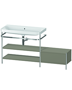 Duravit Happy D.2 Plus combinaison lavabo pour meuble HP4853N9292 160 x 49 cm, sans trou pour robinetterie, finition gris pierre satiné, avec console en métal