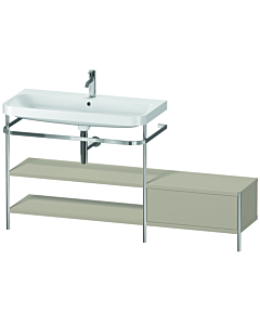Duravit Happy D.2 Plus Möbelwaschtisch-Kombination HP4853O6060 160 x 49 cm, 1 Hahnloch, taupe seidenmatt, mit Metallkonsole