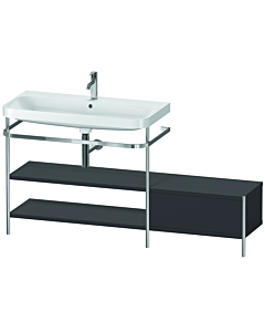 Duravit Happy D.2 Plus combinaison lavabo pour meuble HP4853O8080 160 x 49 cm, trou pour robinetterie 2000 , graphite super mat, avec console en métal