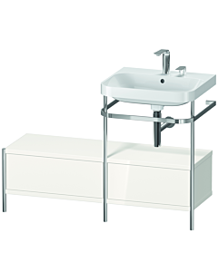 Duravit Happy D.2 Plus Möbelwaschtisch-Kombination HP4855E2222 120x49cm, mit Metallkonsole, 2 Hahnlöcher, weiß hochglanz