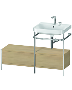 Duravit Happy D.2 Plus Möbelwaschtisch-Kombination HP4855E7171 120x49cm, mit Metallkonsole, 2 Hahnlöcher, mediterrane Eiche