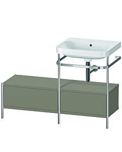 Duravit Happy D.2 Plus Möbelwaschtisch-Kombination HP4855N9292 120x49cm, mit Metallkonsole, ohne Hahnloch, steingrau seidenmatt