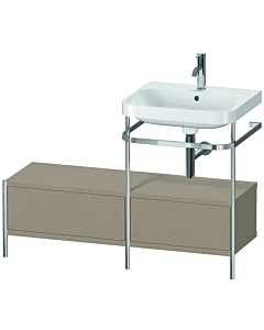 Duravit Happy D.2 Plus vanity washbasin combination HP4855O7575 120x49cm, with metal console, 2000 hole, linen