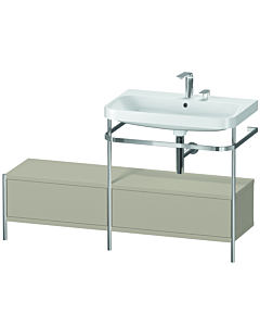 Duravit Happy D.2 Plus Möbelwaschtisch-Kombination HP4857E6060 140x49cm, mit Metallkonsole, 2 Hahnlöcher, taupe seidenmatt