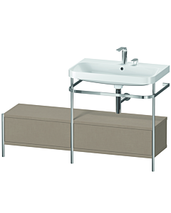 Duravit Happy D.2 Plus vanity washbasin combination HP4857E7575 140x49cm, with metal console, 2 tap holes, linen