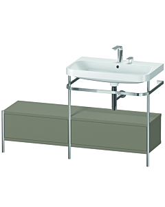 Duravit Happy D.2 Plus combinaison lavabo pour meuble HP4857E9292 140x49cm, avec console en métal, 2 trous pour robinetterie, finition satinée gris pierre