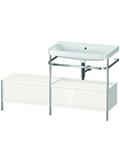 Duravit Happy D.2 Plus combinaison lavabo pour meuble HP4857N2222 140x49cm, avec console en métal, sans trou pour robinetterie, blanc brillant